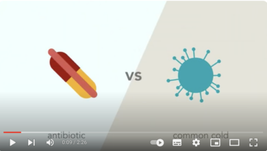 Still of a video showing illustrated microbes