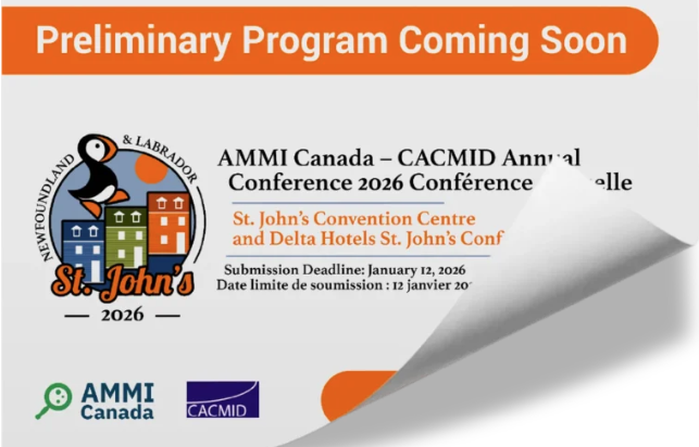 A notice from AMMI Canada stating the preliminary program for the conference is coming soon.